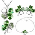 thumbnail image 1 of Four Leaf Clover Necklace - Shamrock Earrings, Pin, Bracelet - Clover Necklace (Silver - 4 Piece), 1 of 11