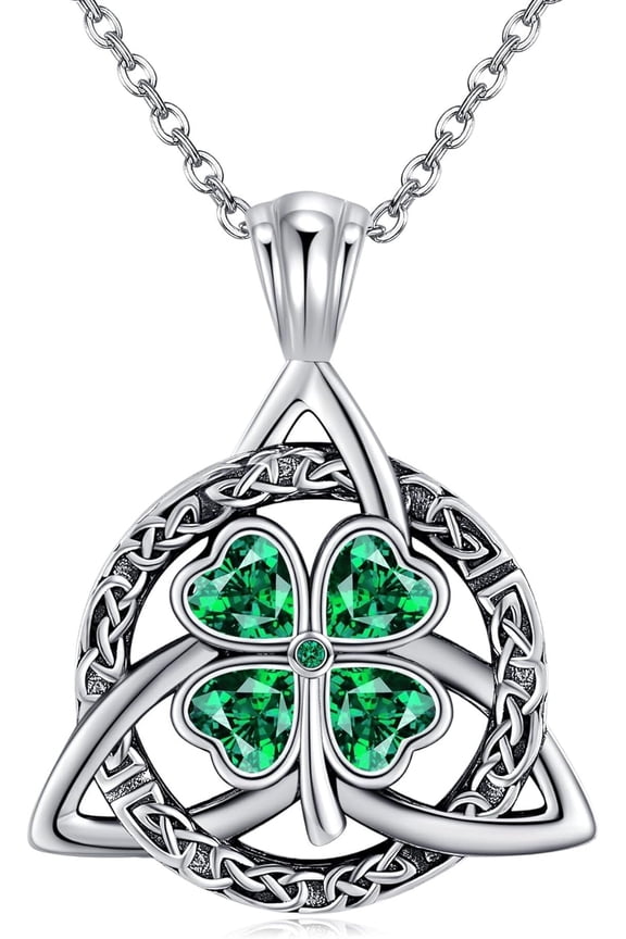 Four Leaf Clover Necklace Sterling Silver Shamrock Necklace St.Patrick's Day Jewelry Gifts for Women