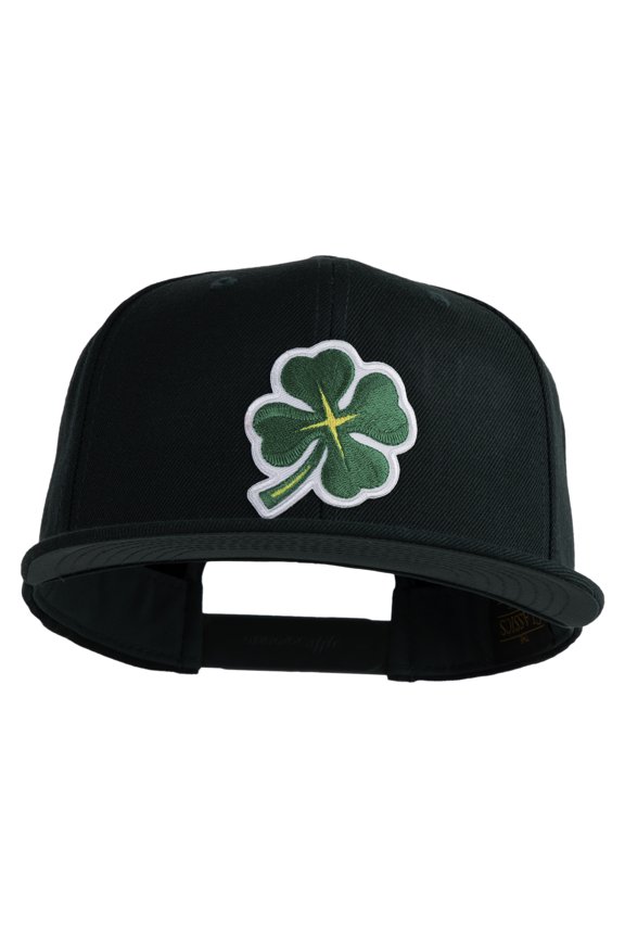Four Leaf Clover Patched Wool Blend Prostyle Snapback Cap - Spruce OSFM