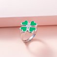 thumbnail image 1 of Four Leaf Clover Ring Enamel Zinc Alloy Plant Shape Vintage Fashion Jewelry Gift for Women Men Daily Wear Classic Shine, 1 of 8