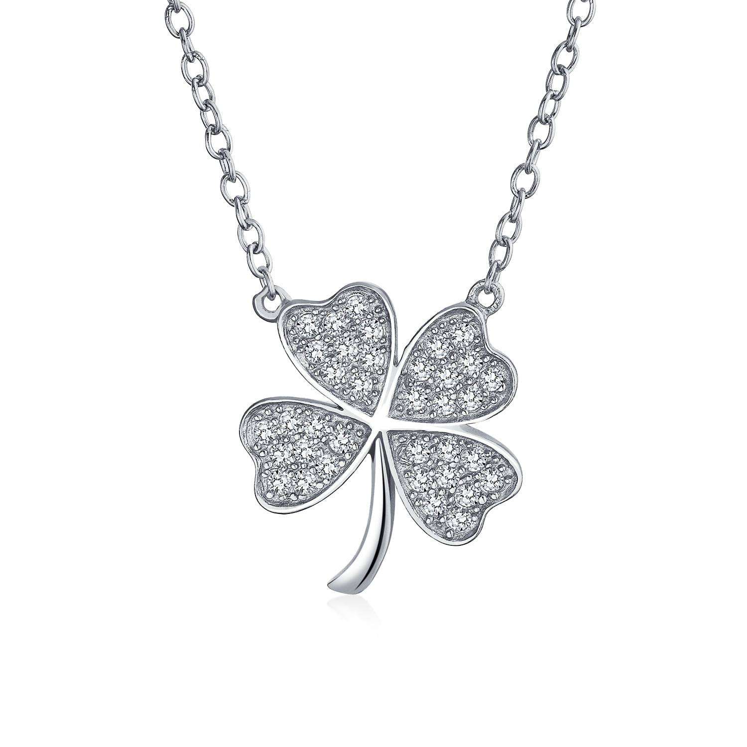 Four Leaf Clover Black Diamond Necklace