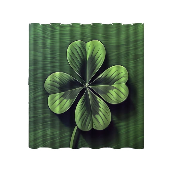 A Four Leaf Clover Shower Curtain Set, 70X70In Waterproof Polyester With Clear Liner, Green Themed Bathroom Decor, Easy Installation & Maintenance, Gift Idea