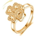 thumbnail image 1 of Four-Leaf Clover Spinner Rings Anxiety Fidget Ring for Anxiety Sterling Silver Plated Cubic Zirconia Flower Ring Relieving Stress Open Stacking Finger Calming Gifts Birthday Daughter Fashion, 1 of 11