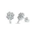 thumbnail image 1 of Four Leaf Clover Stud Earrings, Sterling Silver 925, Lucky Charm Jewelry, 1 of 2