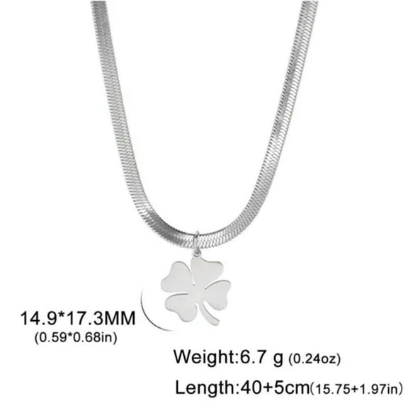 Four Leaf Clover Women Necklace Stainless Steel Snake Chain Choker Jewelry
