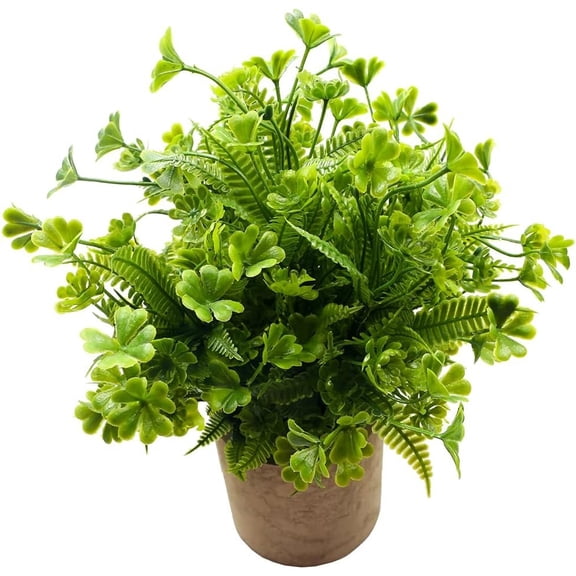 Four Leaf Clover for Bathroom Office Desk Decor, Small Artificial Faux Greenery for Decorations (1)