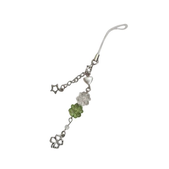 Four Leaf Clovers Phone Strap Portable Phone Charm Keychain for All Ages