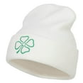 thumbnail image 1 of Four Leaf Irish Clover Embroidered Long Beanie - White OSFM, 1 of 5