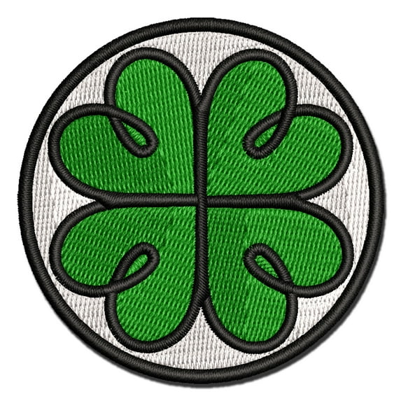 Four Leaf Lucky Clover Tribal Celtic Knot Applique Multi-Color Embroidered Hook & Loop Patch - 2.5 Inch Small
