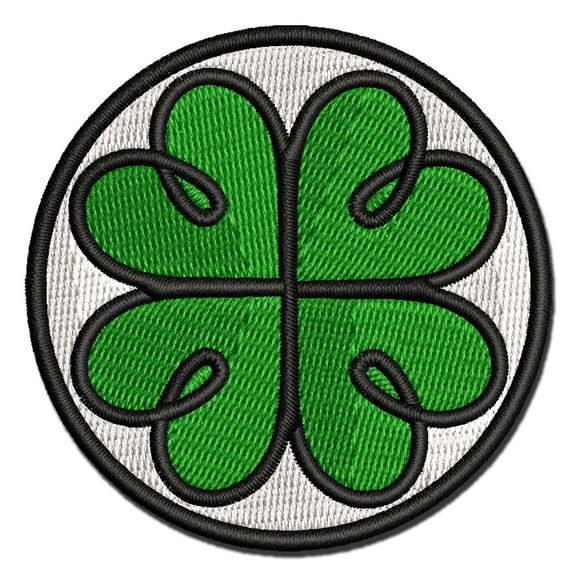 Four Leaf Lucky Clover Tribal Celtic Knot Applique Multi-Color Embroidered Iron-On Patch - 2.0 Inch Mini