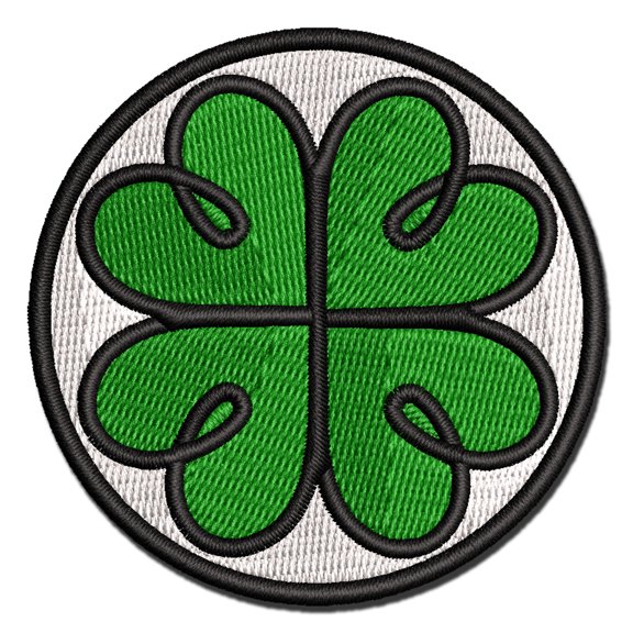 Four Leaf Lucky Clover Tribal Celtic Knot Applique Multi-Color Embroidered Iron-On Patch - 3 Inch Medium