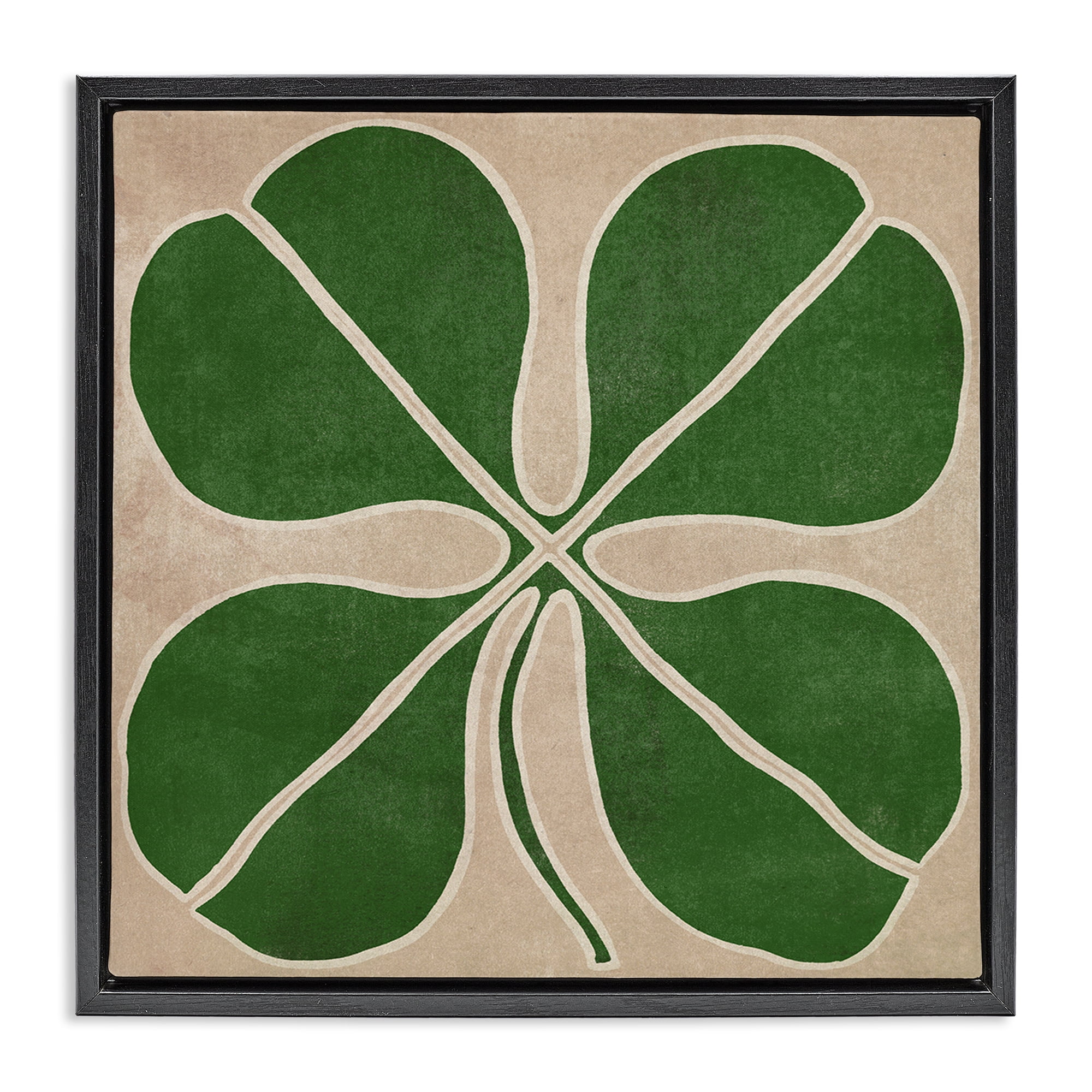 Four Leaf Symmetry Black Framed Floater Canvas Wall Art, design by June Erica Vess
