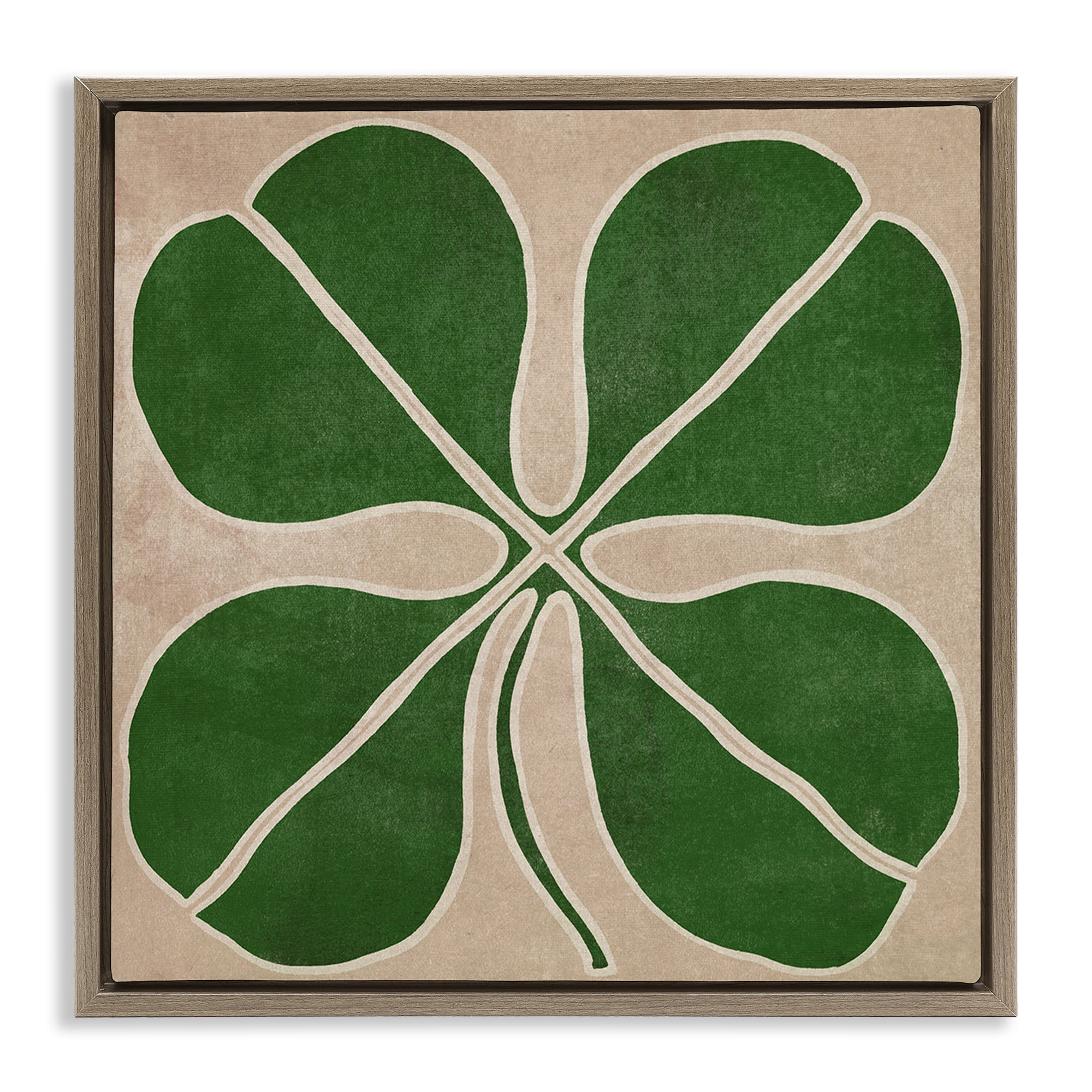 Four Leaf Symmetry Brown Framed Floater Canvas Wall Art, design by June Erica Vess