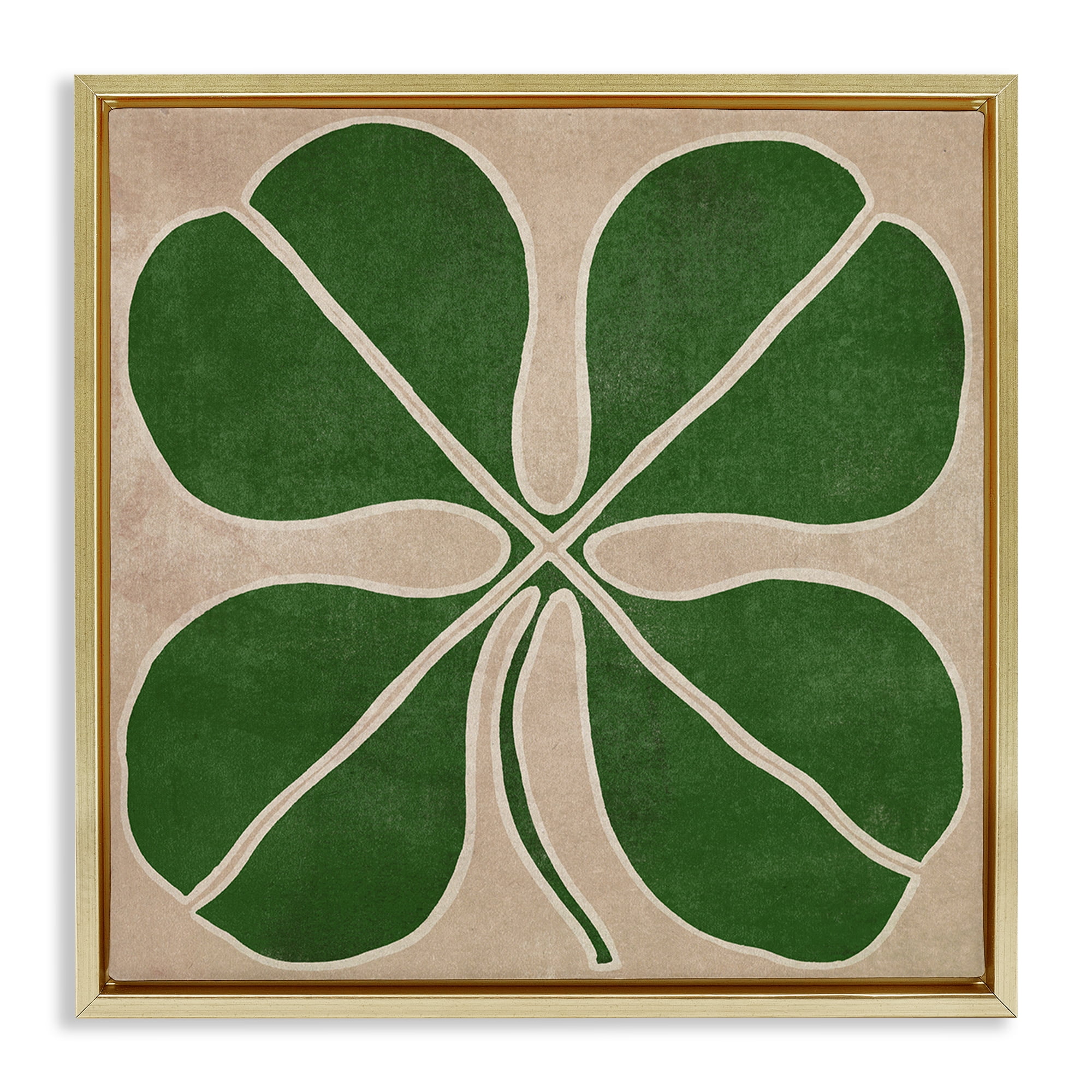 Four Leaf Symmetry Gold Framed Floater Canvas Wall Art, design by June Erica Vess