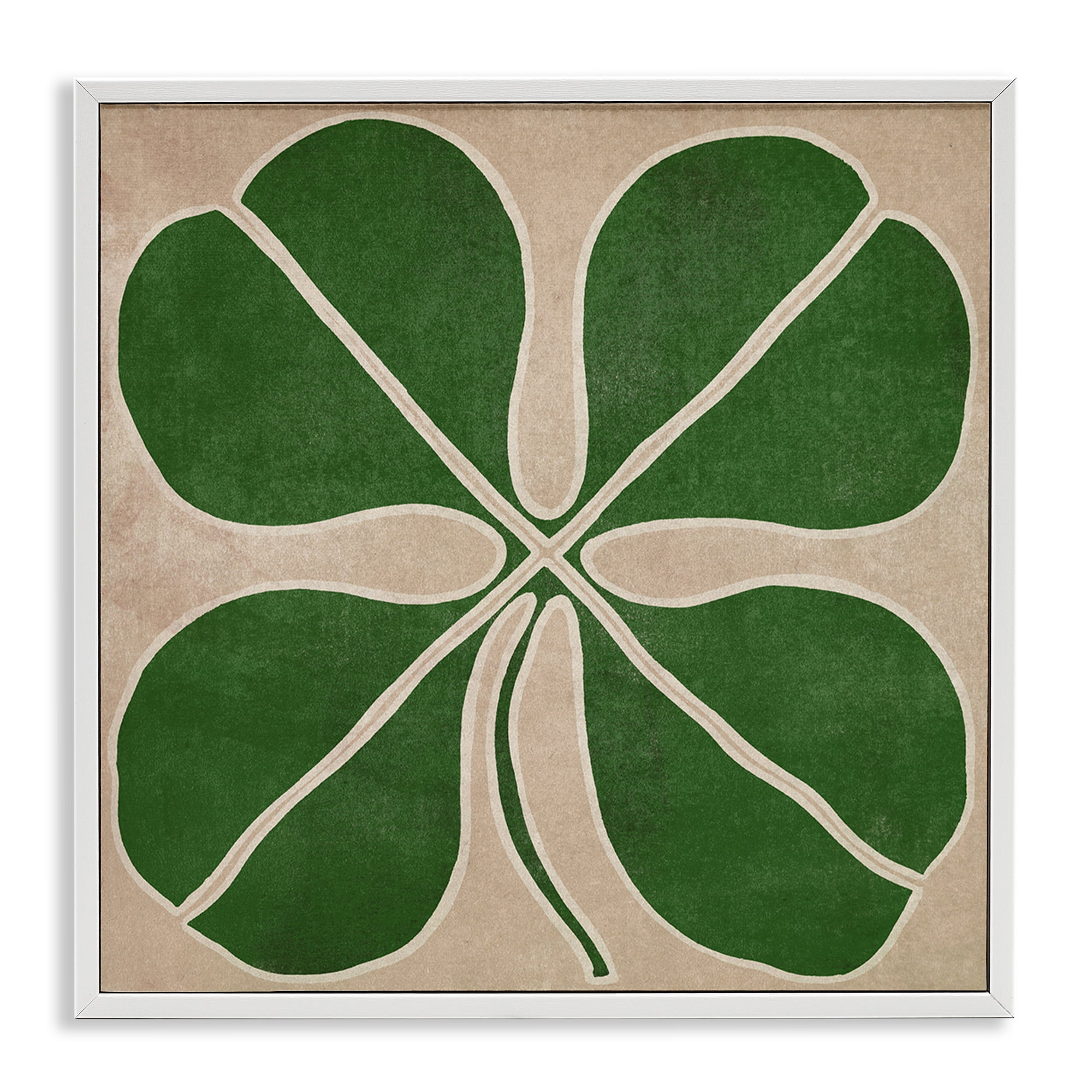 Four Leaf Symmetry White Framed Giclee Art, design by June Erica Vess