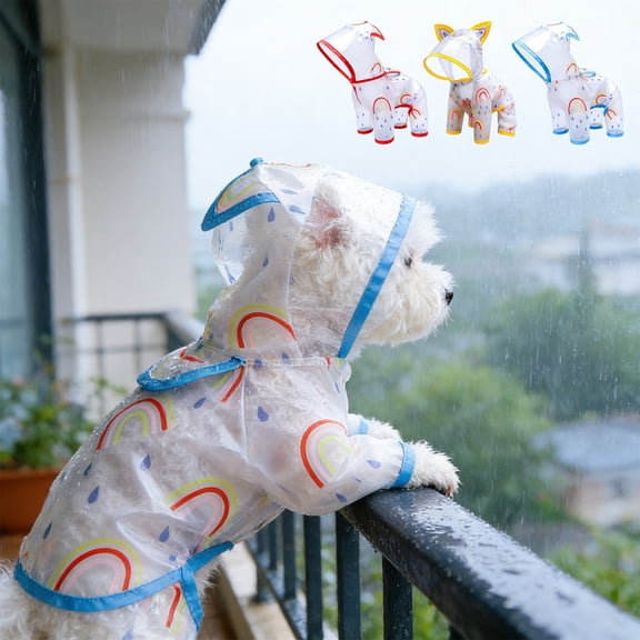 Four Legged Dog Raincoat Waterproof Full Body Pet Coat Hooded Reflective Small Medium Cat Rainwear Outdoor Apparel Red Yellow Blue by PALIFEUR