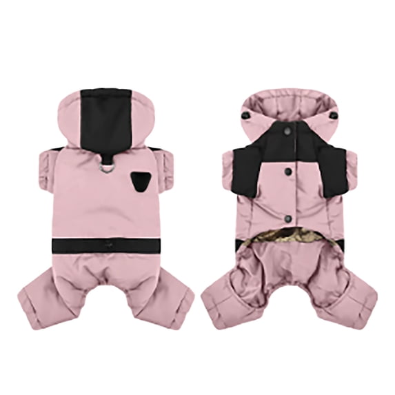 Four-Legged Dog Snowsuit Winter Coat, Windproof Waterproof Pet Jacket with Stand Collar & Snap Buttons for Small Medium Dogs, Thermal Full Body Puppy Clothes for Cold Weather Protection