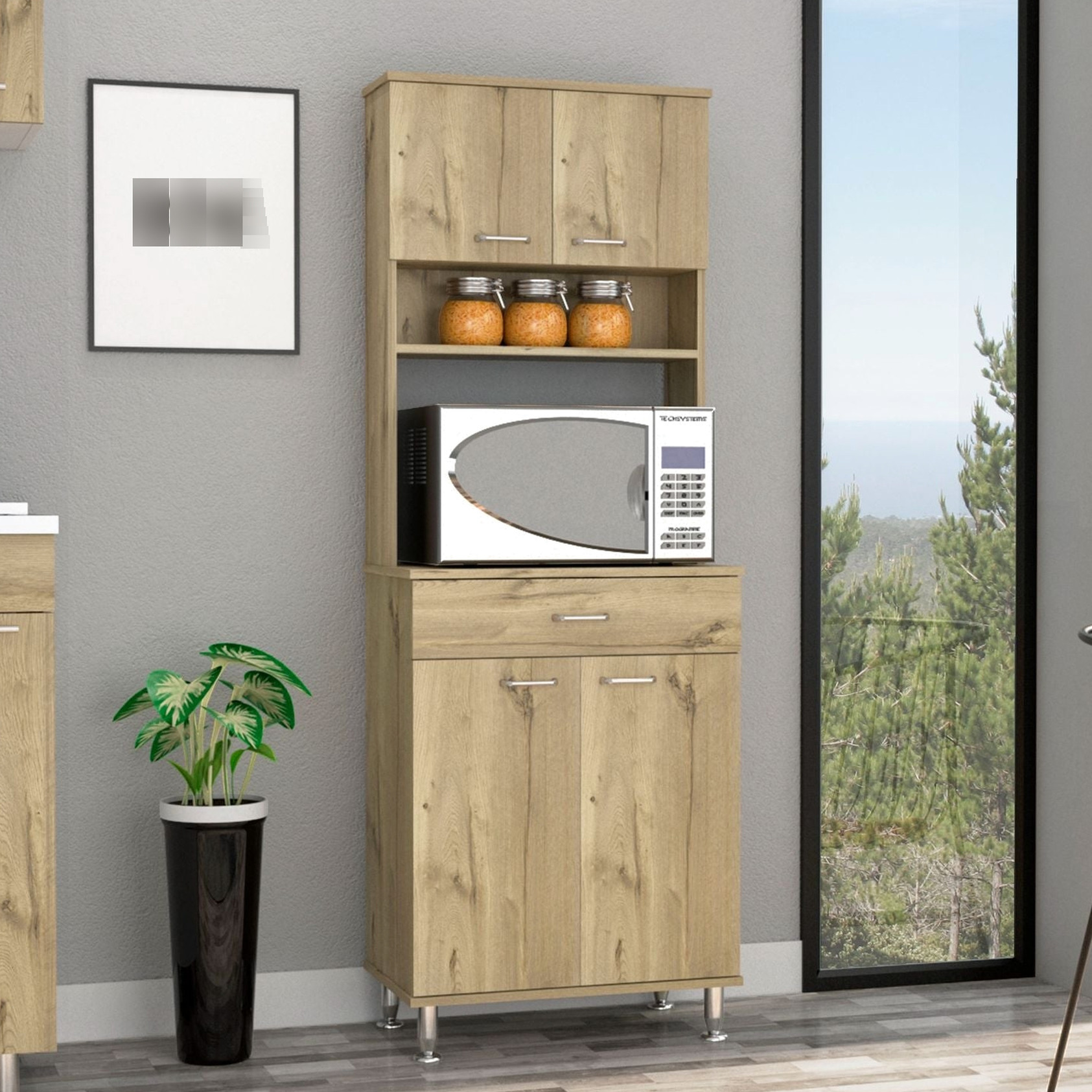 Kitchen Storage External Four-Legged Pantry Cabinet with External Storage Shelves | Great for ...