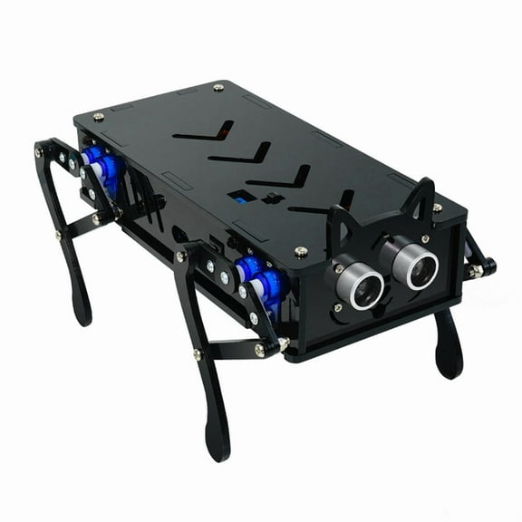 Four-Legged Robot Dog Intelligent Programmable Remote Control Mechanical Dog Electronic Pet DIY Electronic Kit US PLUG,1 x Mechanical Dog DIY Kit,Black