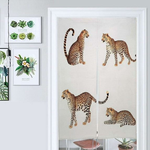 Four Leopards Elegant Spotted Cats Door Curtain Nordic Living Room DoorCurtain Porch Partition Curtain Kitchen Rative Half Curtain