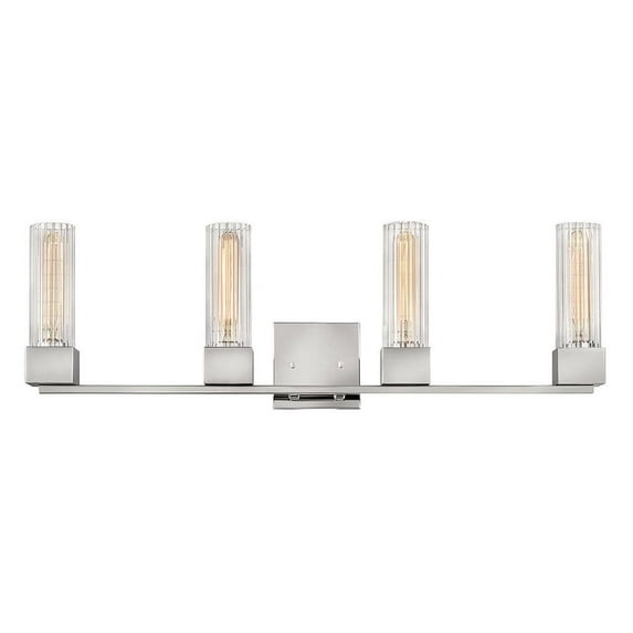 5974PN Hinkley Lighting Xander - Four Light Bath Vanity in Mid-Century Modern Style - 32 Inches Wide by 10 Inches High-Polished Nickel Finish