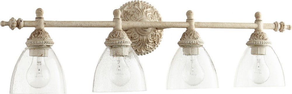 Persian White Weathered Embellished 4-Light Bathroom Vanity Fixture