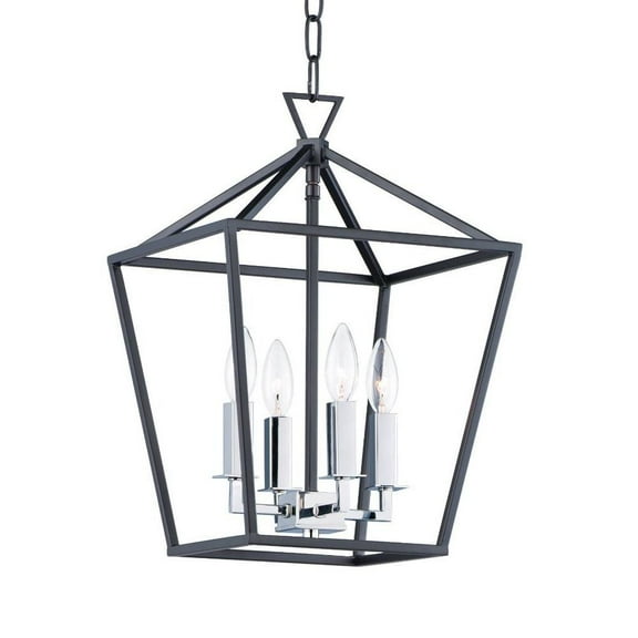 -Four Light Chandelier-12 inches Wide By 18 inches High-Textured Black/Polished Nickel Finish Bailey Street Home 93-Bel-3360668
