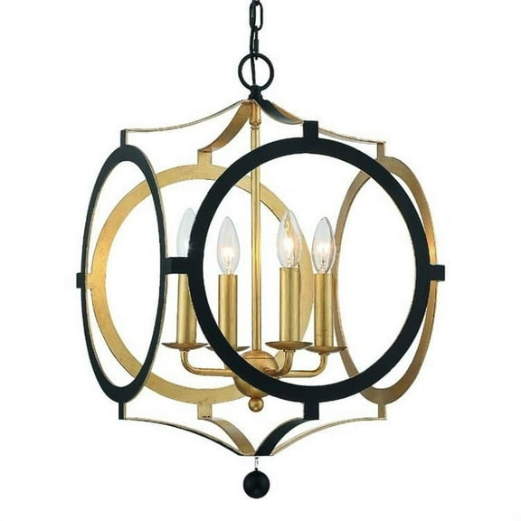 Four Light Chandelier in Classic Style 20 inches Wide By 20 inches High-Matte Black/Antique Gold Finish Bailey Street Home 49-Bel-3131903