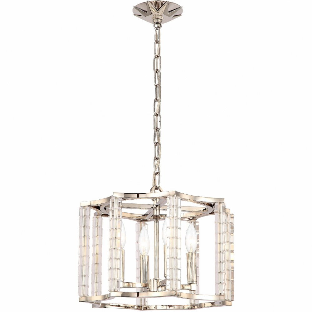 Lumina Polished Nickel 4-Light Flush Mount with Crystal Cubes