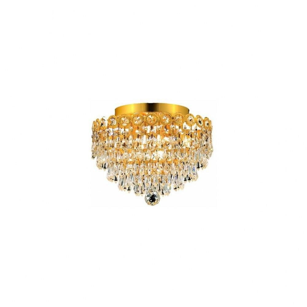 Gold Royal Cut Crystal Flush Mount Light Fixture