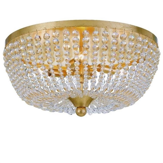 Four Light Flush Mount in Classic Style 18.5 inches Wide By 7.5 inches High-Antique Gold Finish Bailey Street Home 49-Bel-3131934