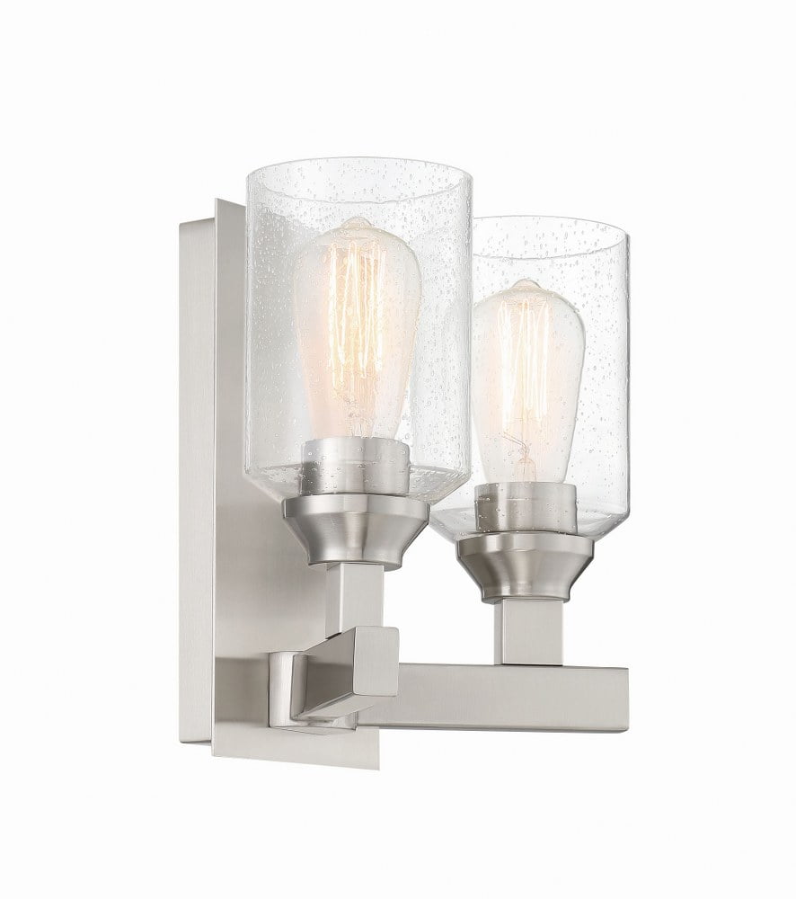 Polished Nickel 2-Light Wall Sconce with Clear Glass Shades