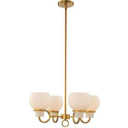 Kalco Lighting Ascher 22" 4-light Transitional Glass Chandelier in Winter Brass
