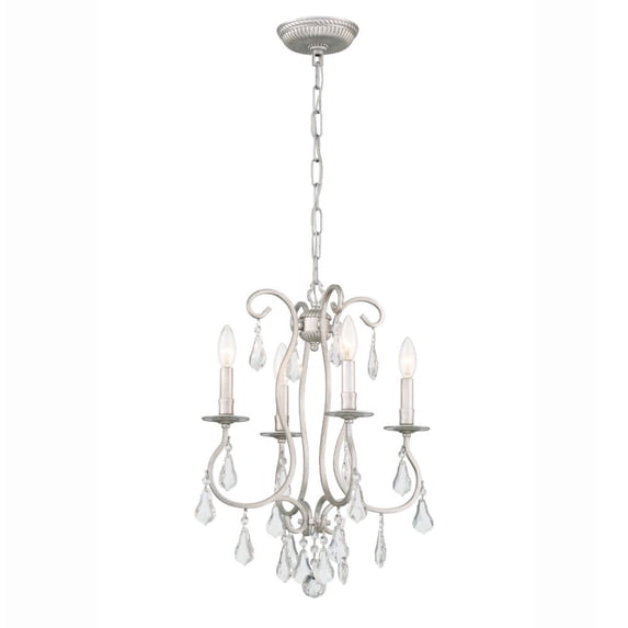 5014-OS-CL-MWP Crystorama Lighting Ashton - Four Light Mini Chandelier-Hand Cut Crystal Type-Olde Silver Finish -Traditional Installation