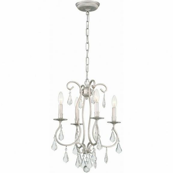 5014-OS-CL-MWP Crystorama Lighting Ashton - Four Light Mini Chandelier-Hand Cut Crystal Type-Olde Silver Finish -Traditional Installation