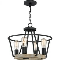 BRT2817GK-Quoizel Lighting-Brockton - Four Light Pendant - 15 Inches high-Grey Ash Finish    -Traditional Installation
