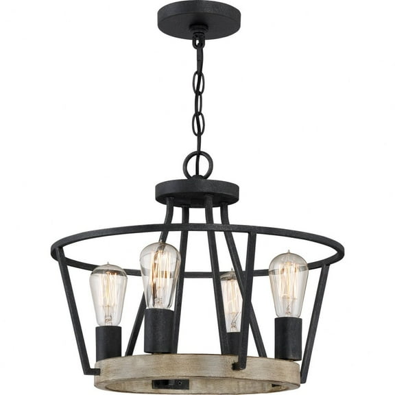 BRT2817GK-Quoizel Lighting-Brockton - Four Light Pendant - 15 Inches high-Grey Ash Finish    -Traditional Installation