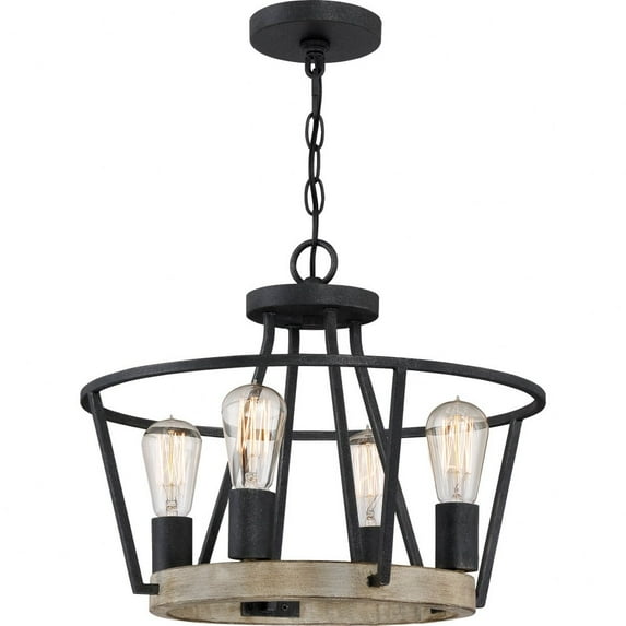 BRT2817GK-Quoizel Lighting-Brockton - Four Light Pendant - 15 Inches high-Grey Ash Finish -Traditional Installation