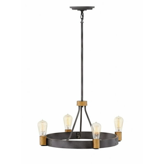 Four Light Small Chandelier In Industrial Style 22 Inches Wide By 11 Inches High Hinkley Lighting 4264Dz