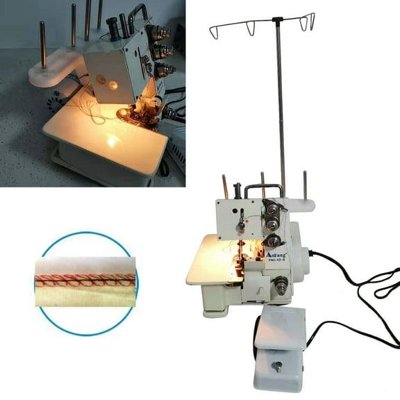 Four Lines Seaming Machine,80W Four-Thread Overlocking Machine 1200 Stitches/Minute for Sewing Undershirts,Cotton Sweaters,Household Sewing