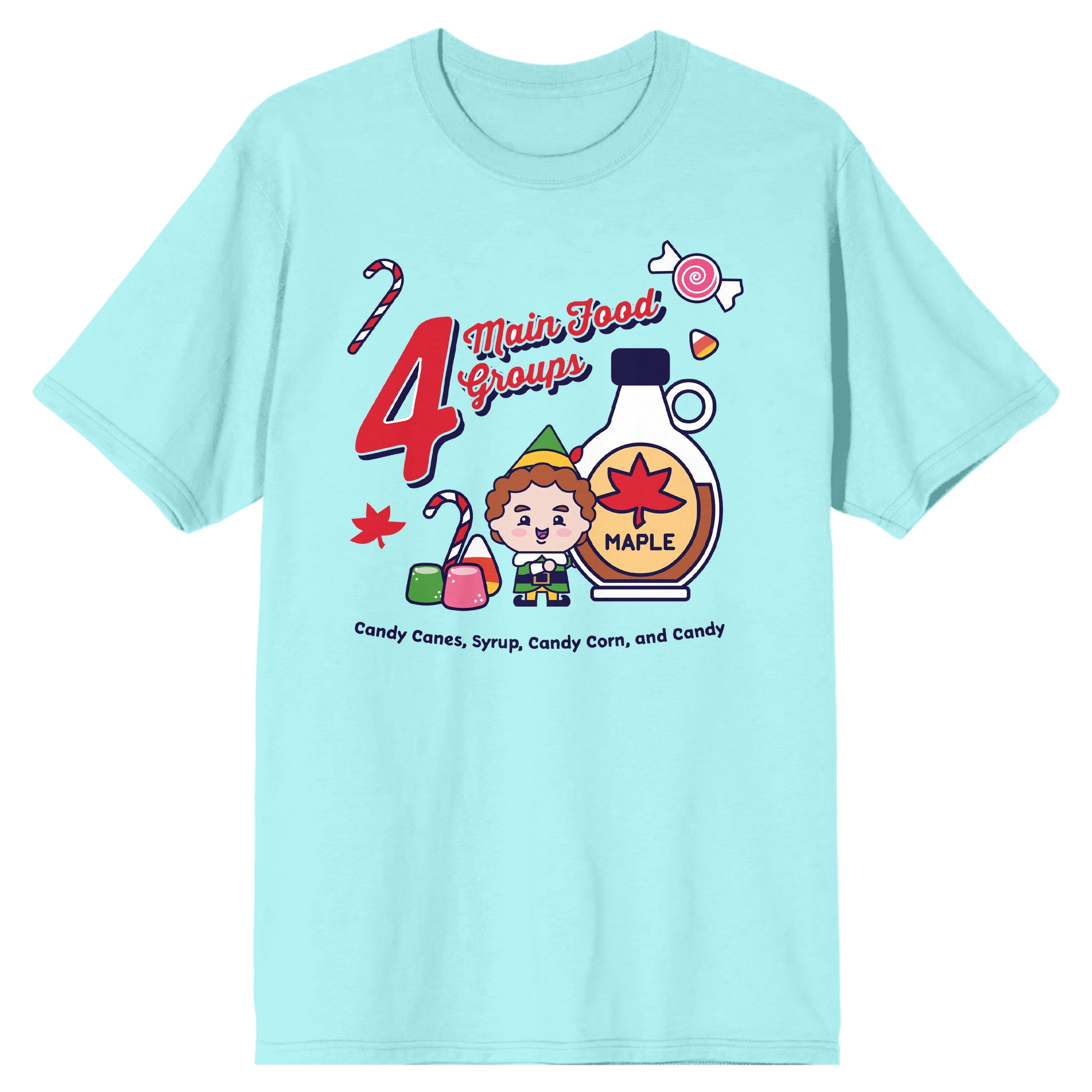 Four Main Food Groups Elf Movie Men's Celadon T-Shirt-XXL