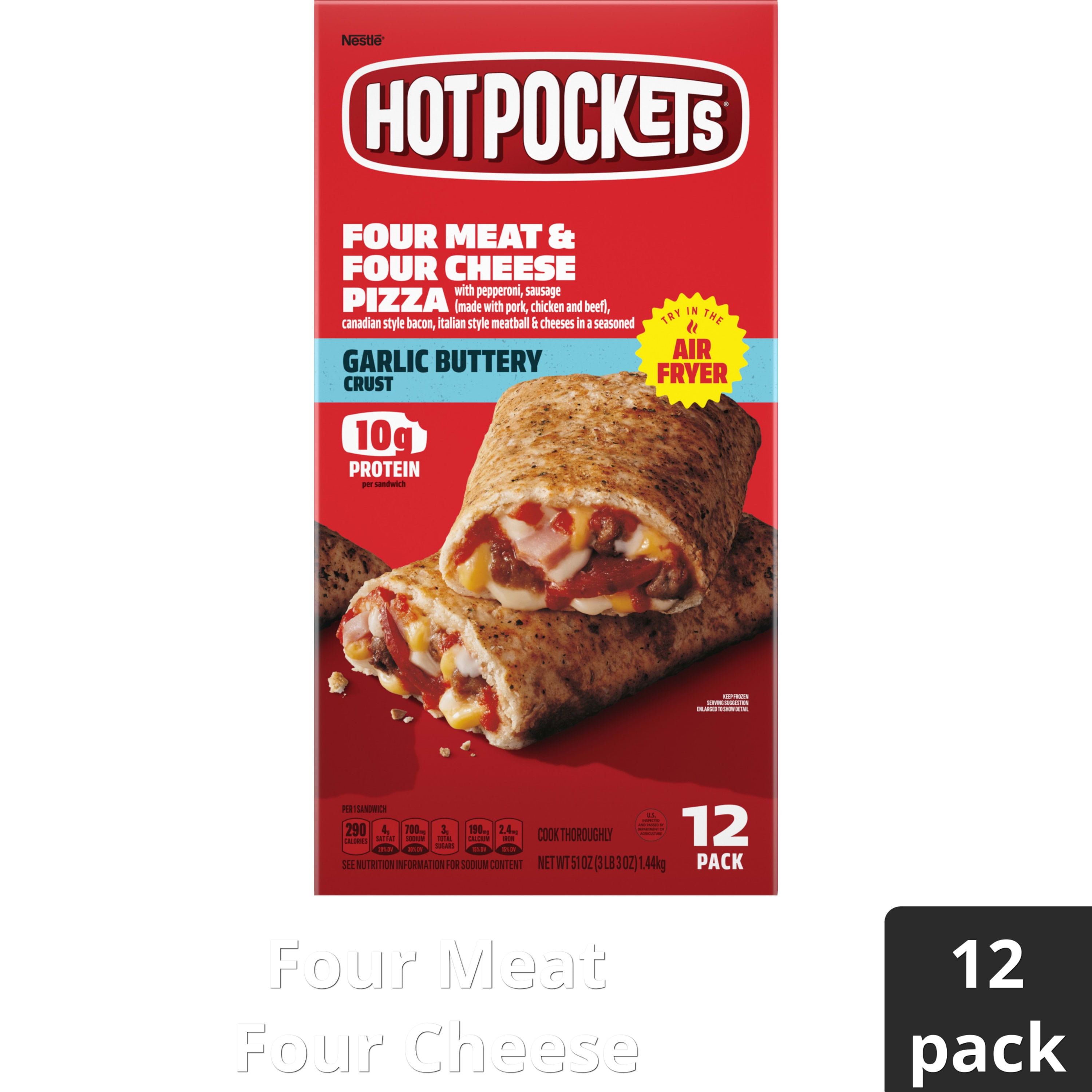 Four Meat Four Cheese Hot Pocket with Garlic Buttery Crust (Frozen 12