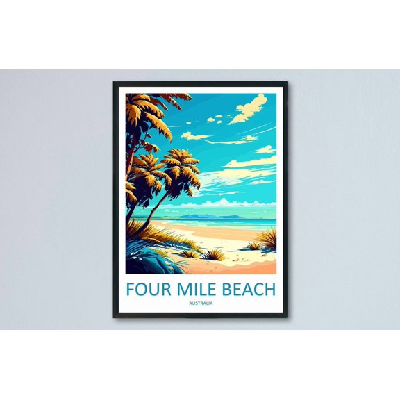 Four Mile Beach Travel Print Wall Art Four Mile Beach Wall Hanging Home Décor Four Mile Beach Gift Art Lovers Wall Art Australia Travel Art, Poster Only