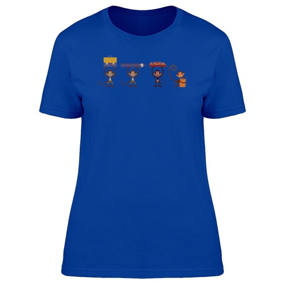 Four Monkeys Back To Shcool T-Shirt Women -Image by Shutterstock, Female XX-Large