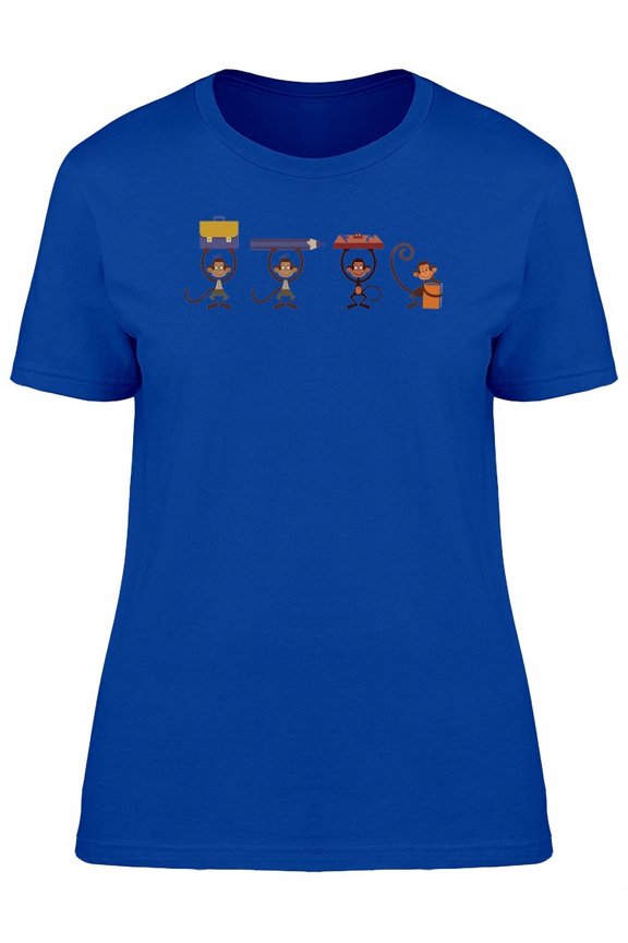 Four Monkeys Back To Shcool T-Shirt Women -Image by Shutterstock, Female XX-Large