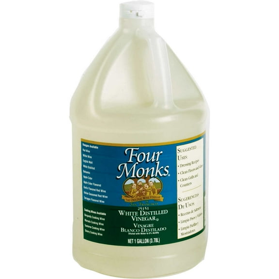 Four Monks Distilled White Vinegar, 1 Gallon (Pack of 2)