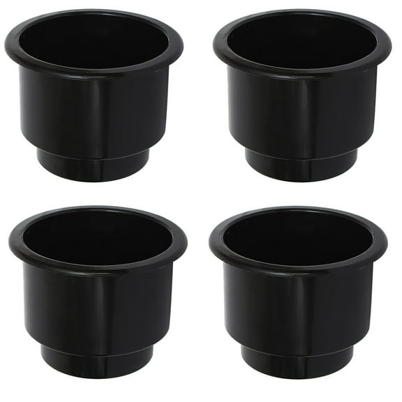 Four New Black Plastic 2-Tiered Cup Holders For Boats RVs Poker and Pool Table and More