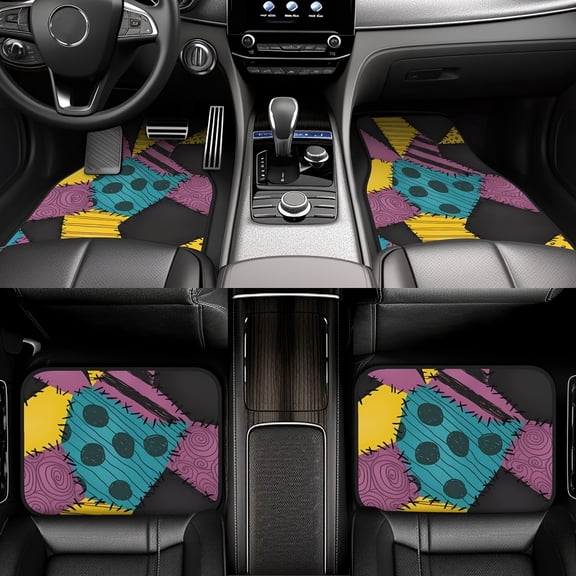 Four Nightmare Patch Designs Made of Polyester Fiber, Universal Floor Mats for Cars, Anti-Slip Carpets for Both Front And Rear, Waterproof And Easy-To-Clean Additions for Car Interiors