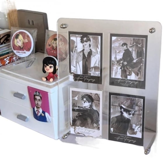 Four/Nine-grid Small Card Display Stand Six-grid Idol Card Groove Acrylic Photo Frame Card Album Desktop Ins Style Display Stand