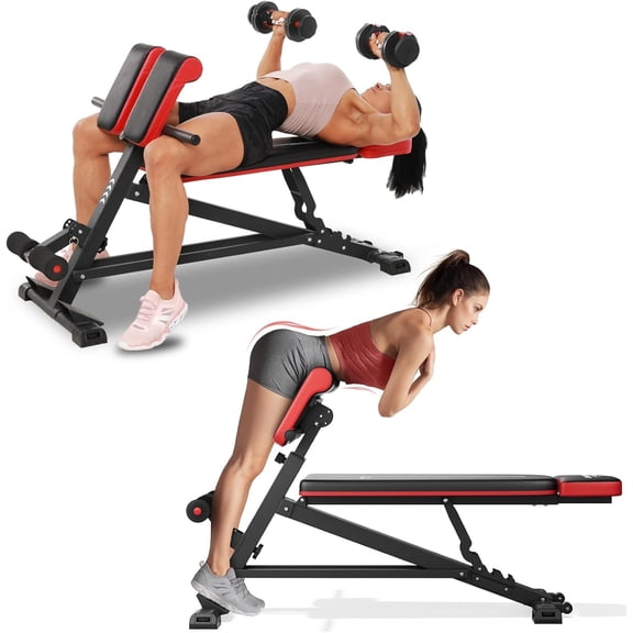 Four In One Roman Chair With Adjustable Weight Bench and Sit Up Bench For Full Body Workout Fitness Equipment For Hyper Back Extension Glutes Hamstrings Lower Back Multi Purpose Home Gym Station